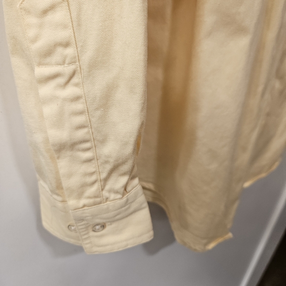 Vintage - J. Crew Cotton Single Needle Tailored Yellow Button Up Shirt - Size L - Picture 3 of 9